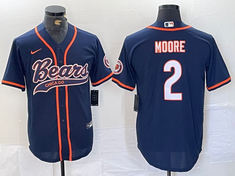 Men Chicago Bears 2 Moore Blue Joint Name 2024 Nike Limited NFL Jersey style 1